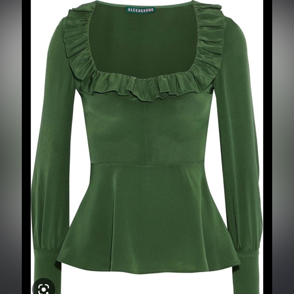 Alexa Chung emerald green silk blouse - Picture 2 of 10